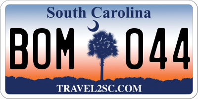 SC license plate BOM044