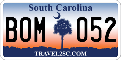 SC license plate BOM052