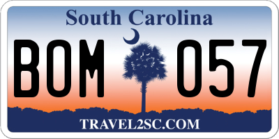 SC license plate BOM057