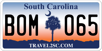SC license plate BOM065