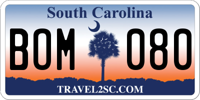 SC license plate BOM080