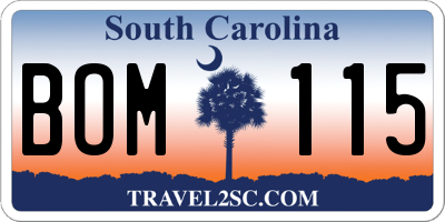 SC license plate BOM115