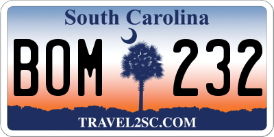 SC license plate BOM232