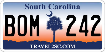 SC license plate BOM242