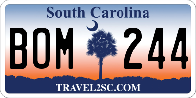 SC license plate BOM244