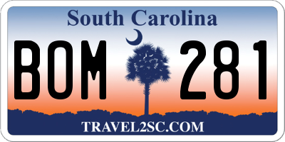 SC license plate BOM281