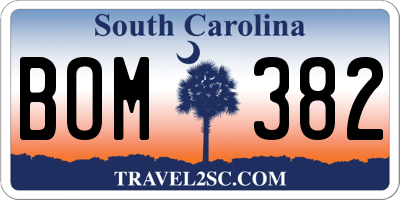 SC license plate BOM382