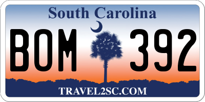 SC license plate BOM392