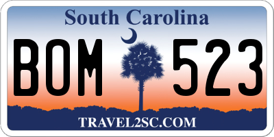 SC license plate BOM523