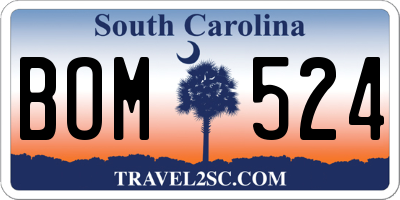 SC license plate BOM524