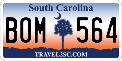 SC license plate BOM564