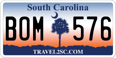 SC license plate BOM576