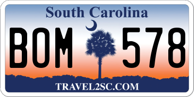 SC license plate BOM578