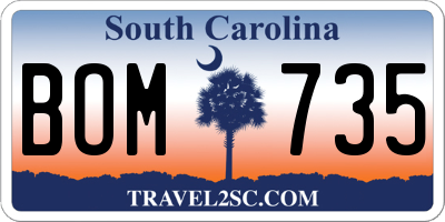SC license plate BOM735