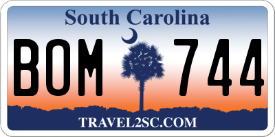 SC license plate BOM744