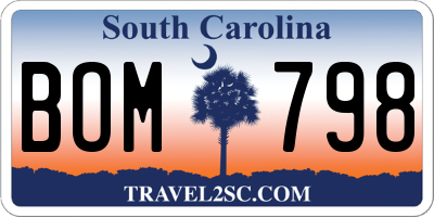SC license plate BOM798