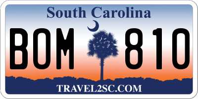 SC license plate BOM810