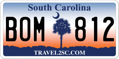 SC license plate BOM812
