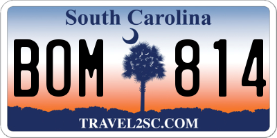 SC license plate BOM814