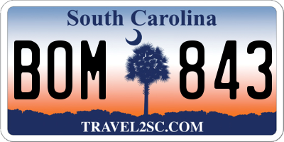 SC license plate BOM843