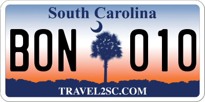 SC license plate BON010