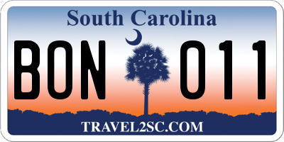 SC license plate BON011