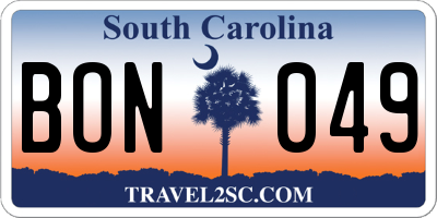 SC license plate BON049