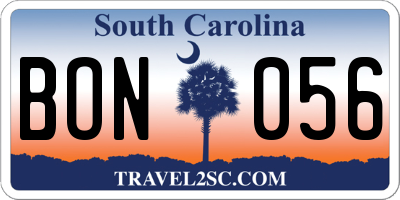 SC license plate BON056