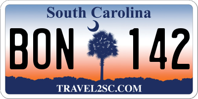 SC license plate BON142