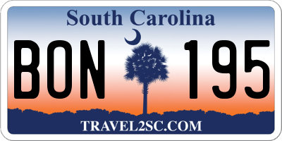 SC license plate BON195