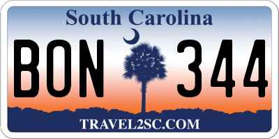 SC license plate BON344