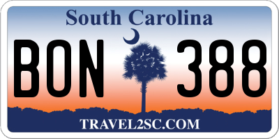 SC license plate BON388