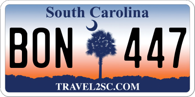 SC license plate BON447