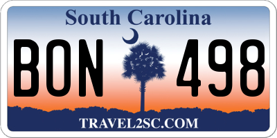 SC license plate BON498