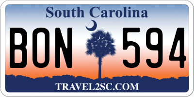 SC license plate BON594