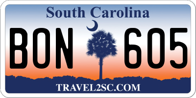 SC license plate BON605