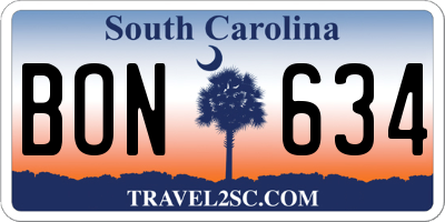 SC license plate BON634