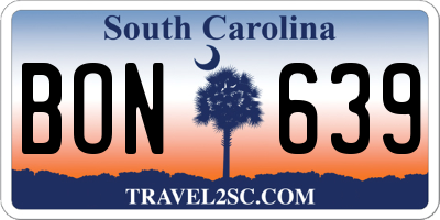 SC license plate BON639