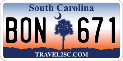 SC license plate BON671