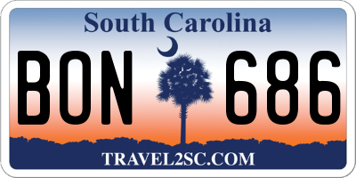 SC license plate BON686