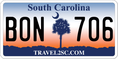 SC license plate BON706