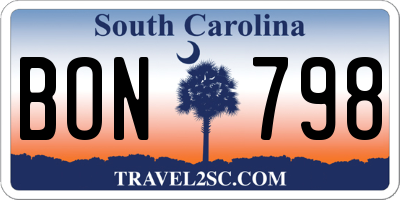 SC license plate BON798