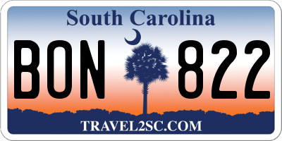 SC license plate BON822