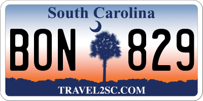 SC license plate BON829