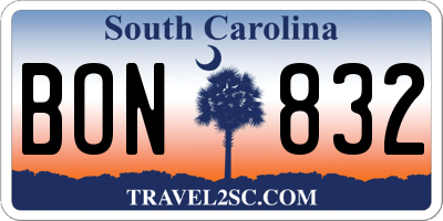 SC license plate BON832