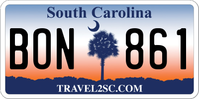 SC license plate BON861