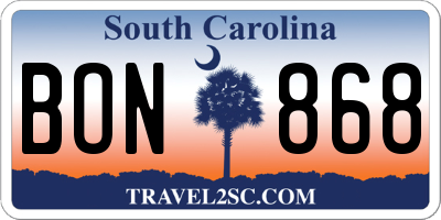 SC license plate BON868