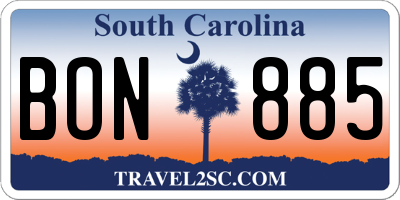 SC license plate BON885