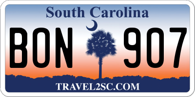 SC license plate BON907