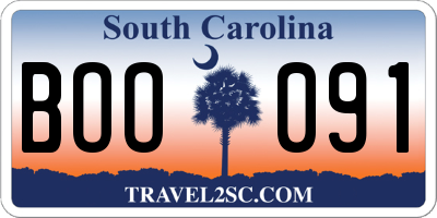 SC license plate BOO091
